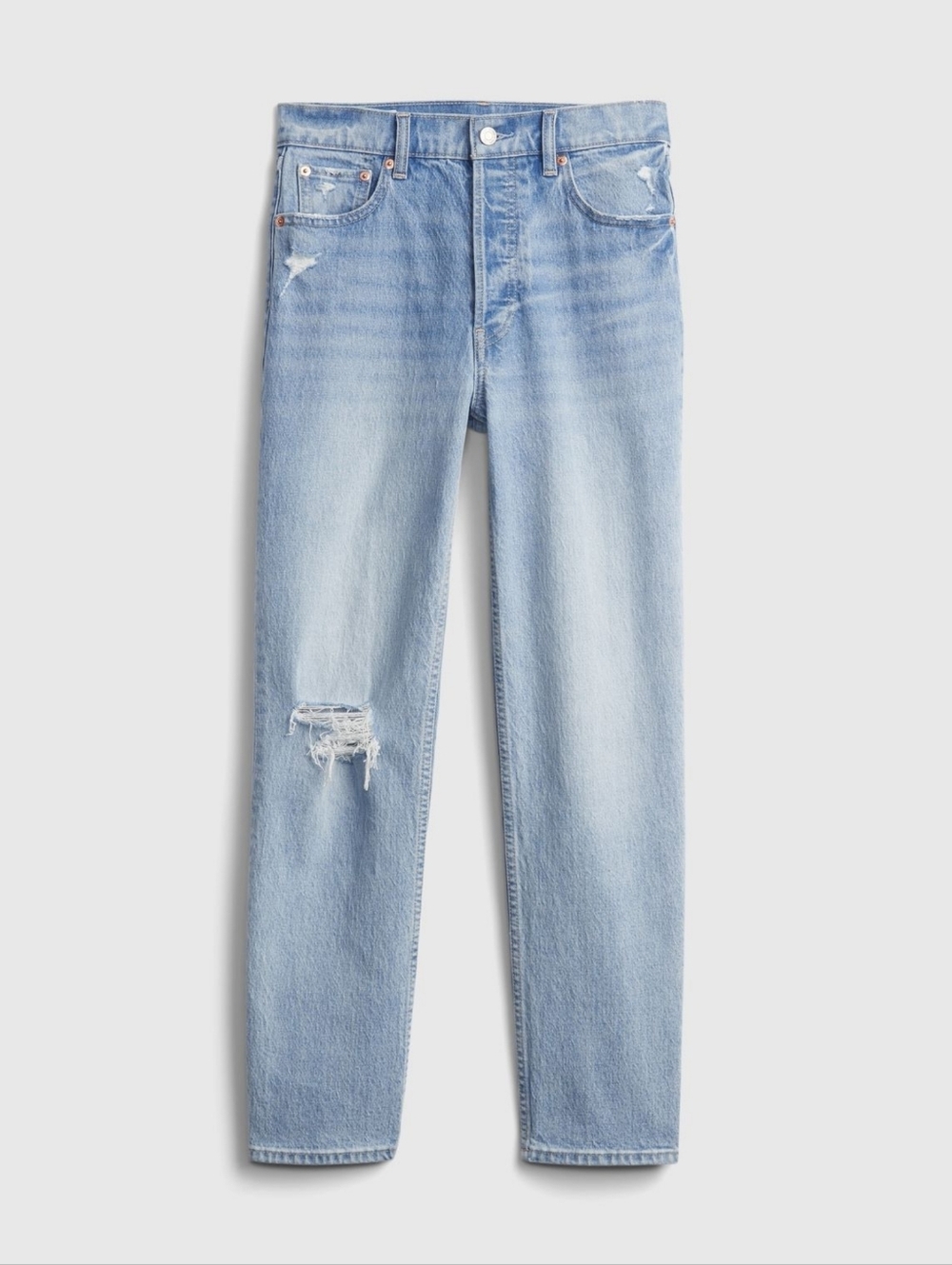 GAP Cheeky Straight High Rise Jeans in Light Destroy